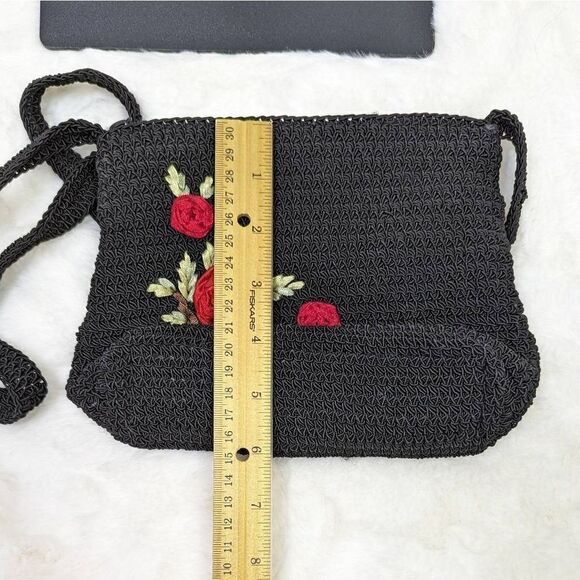 Crazy Horse by Liz Claiborne Women's Rose Handbag Black Size 6"x8" NWT - Picture 7 of 10